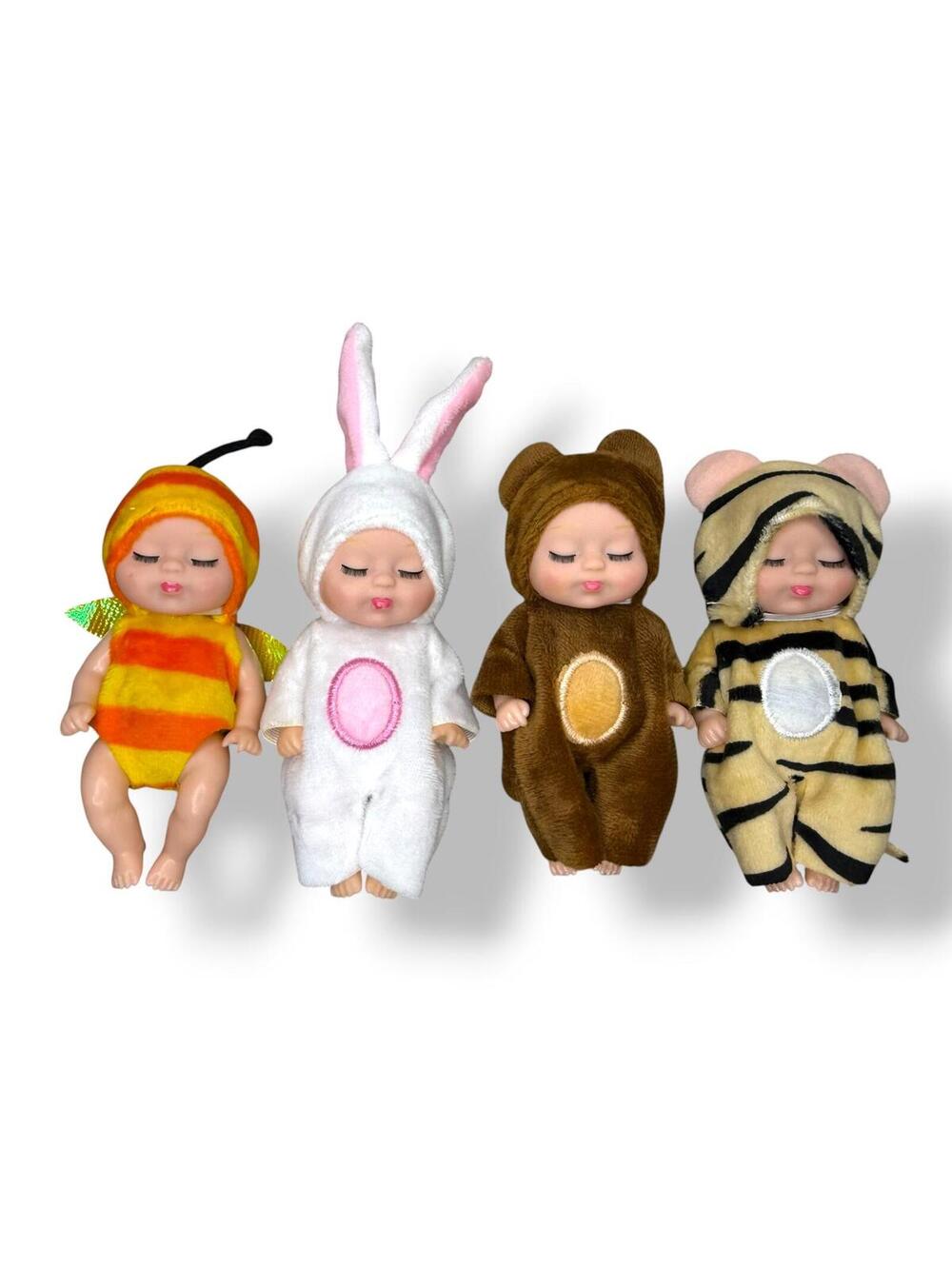 4-Piece Mini Reborn Baby Dolls Animal Costumes 4”
